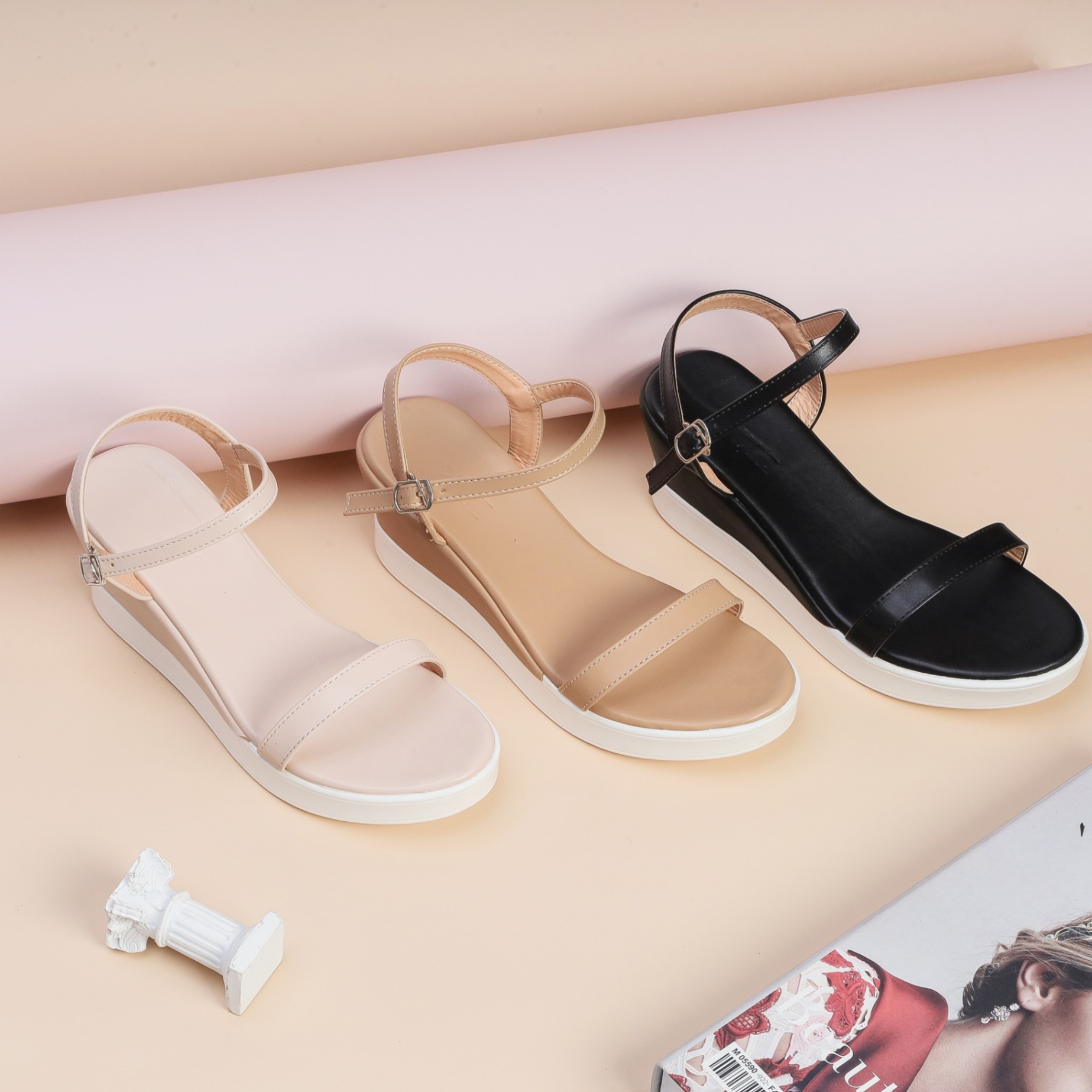 Giày Sandal Đế Xuồng 6cm Quai Ngang h097