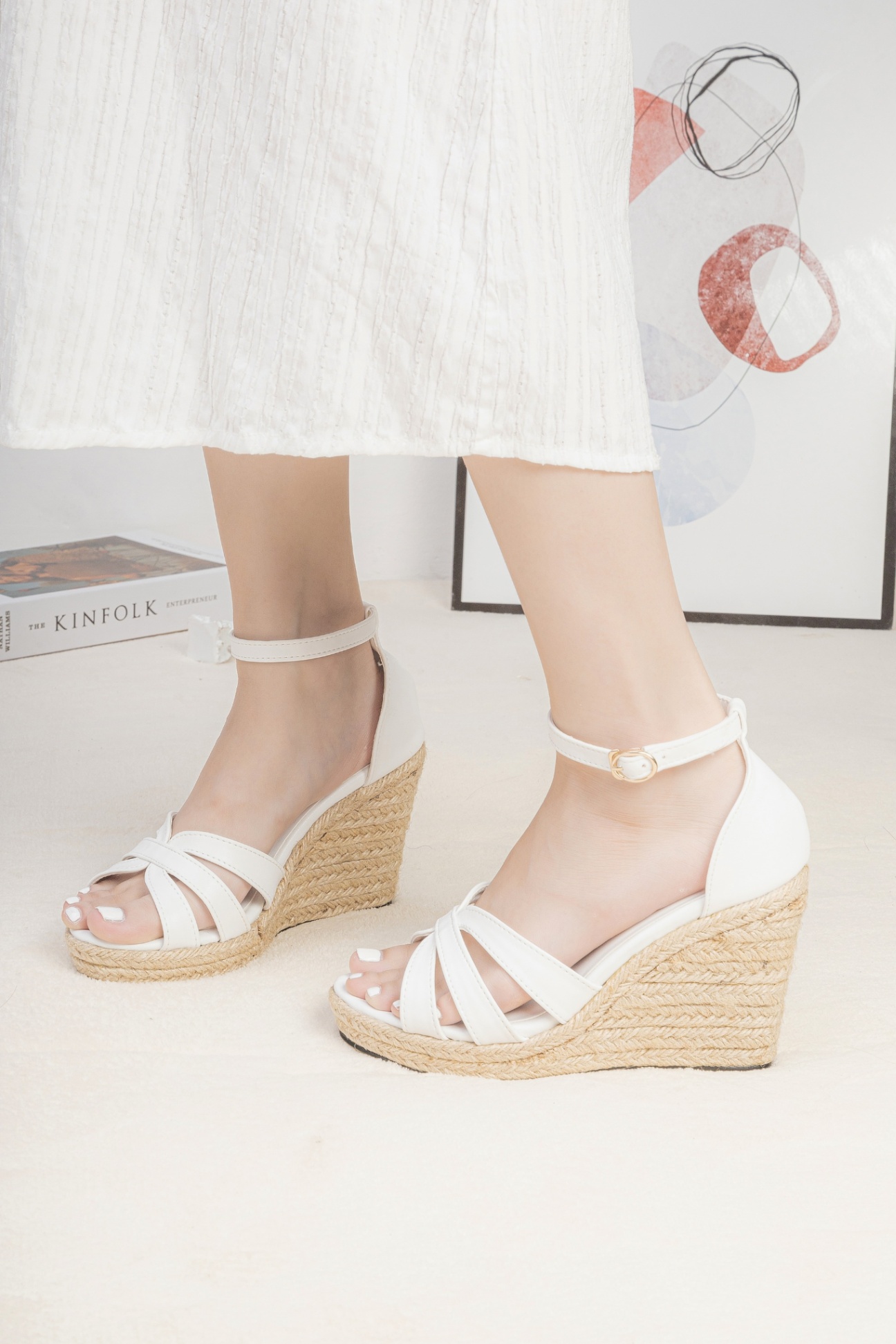 Giày Sandal Đế Xuồng 9cm Quai Đan Chéo H099