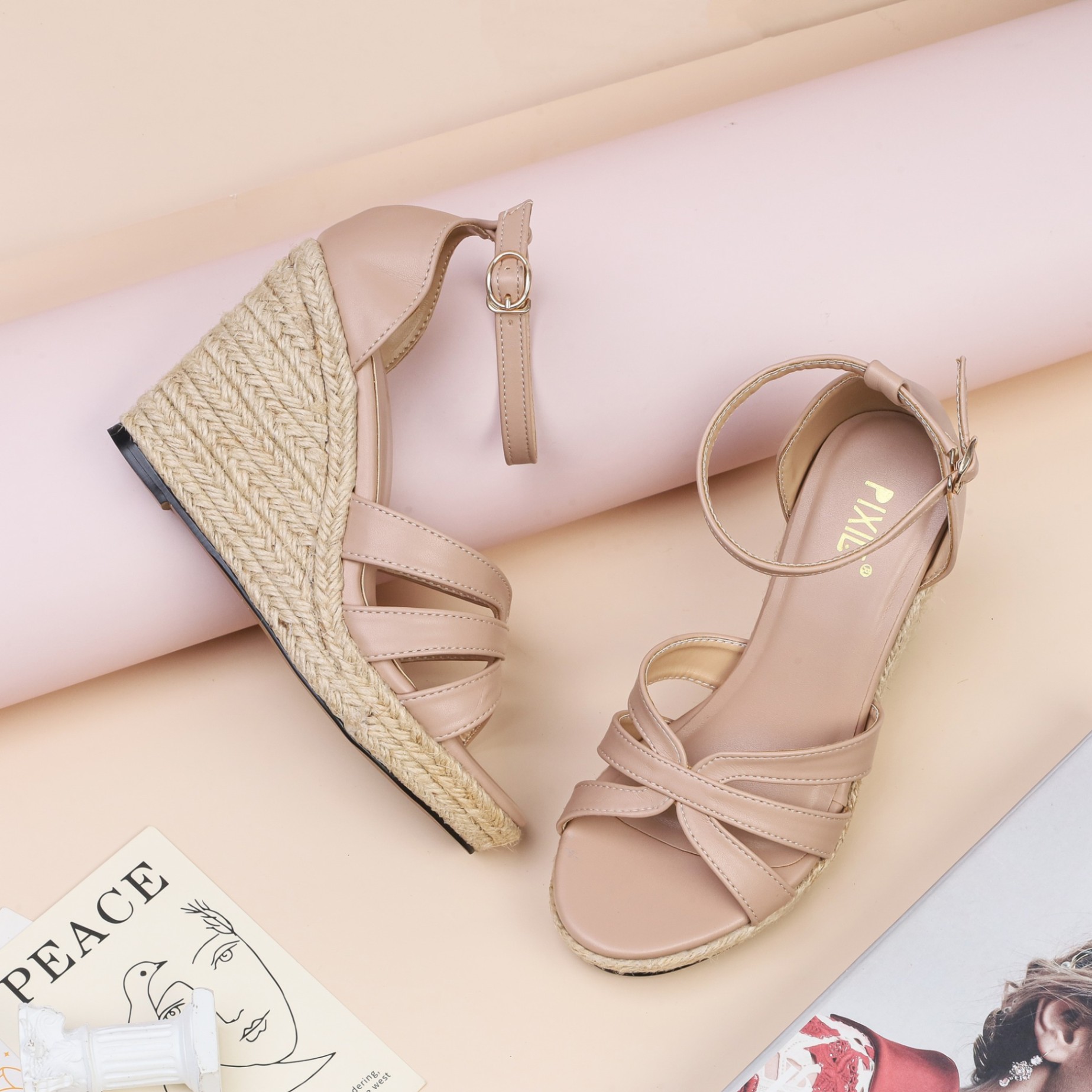 Giày Sandal Đế Xuồng 9cm Quai Đan Chéo H099