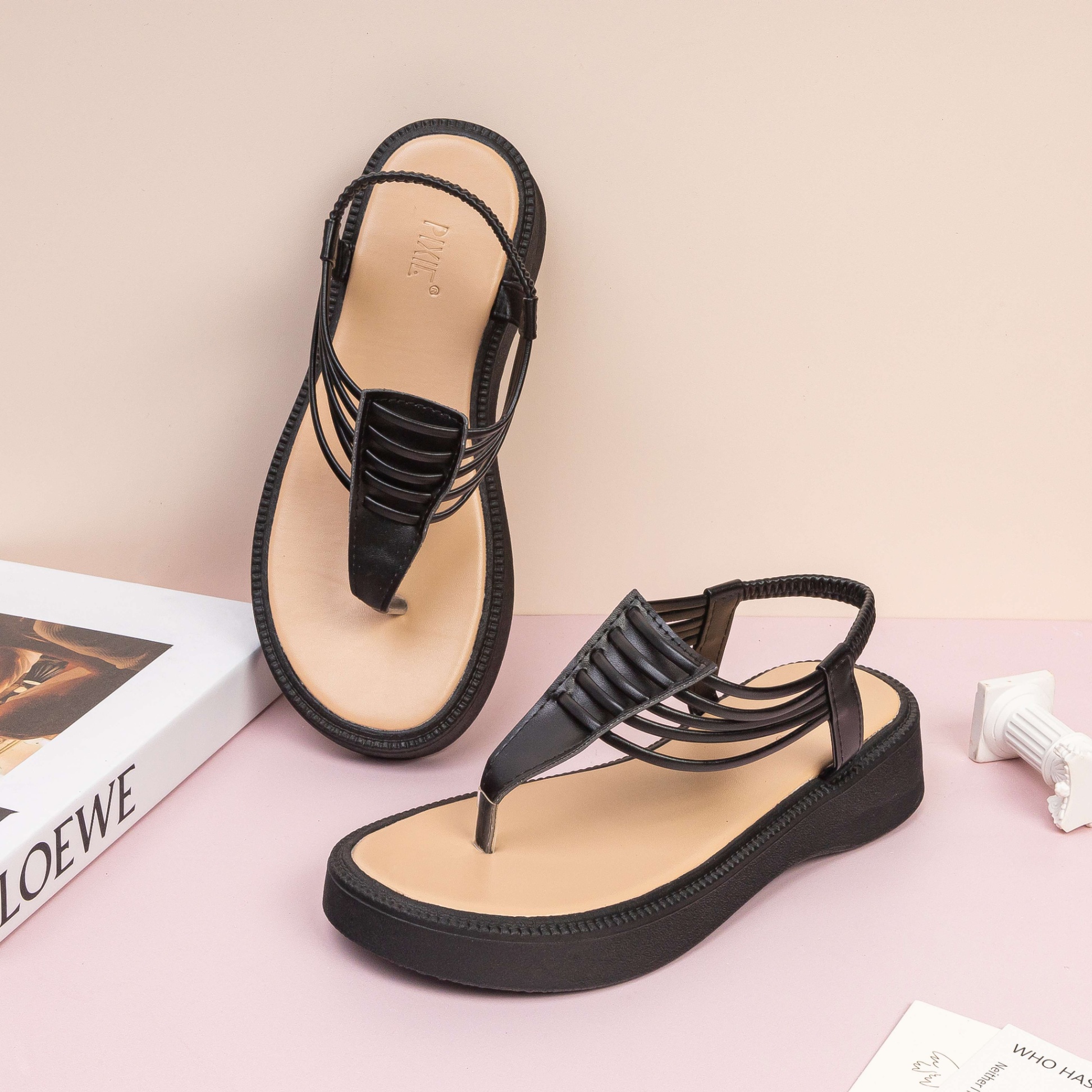 Giày Sandal Đế Xuồng 3cm Xỏ Ngón Hậu Thun E197