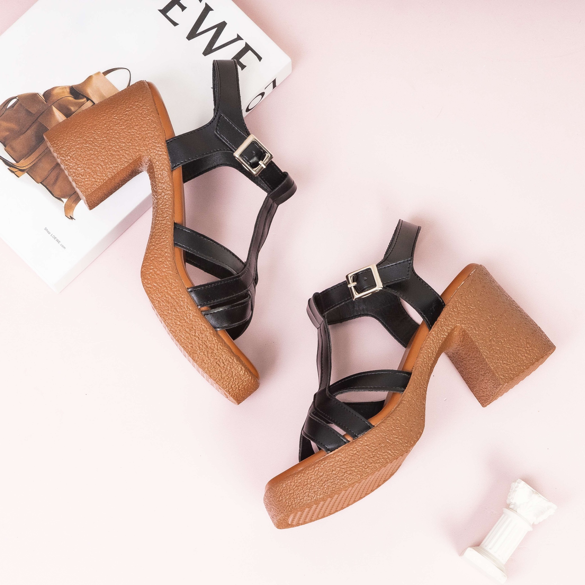 Giày Sandal Cao Gót Đúp 7cm Quai Đan H240