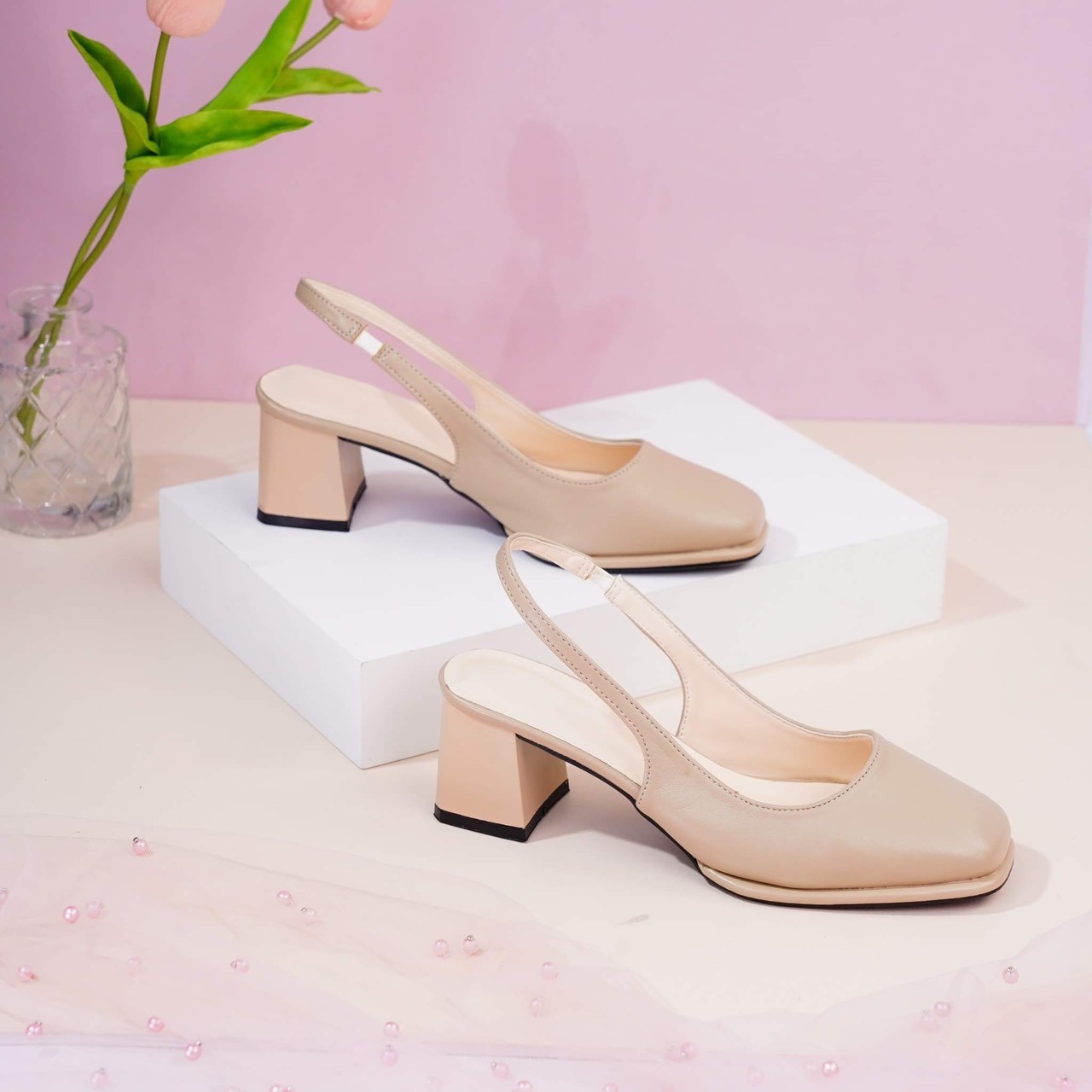 Giày Cao Gót 5cm SlingBack Hậu Phối Thun H304