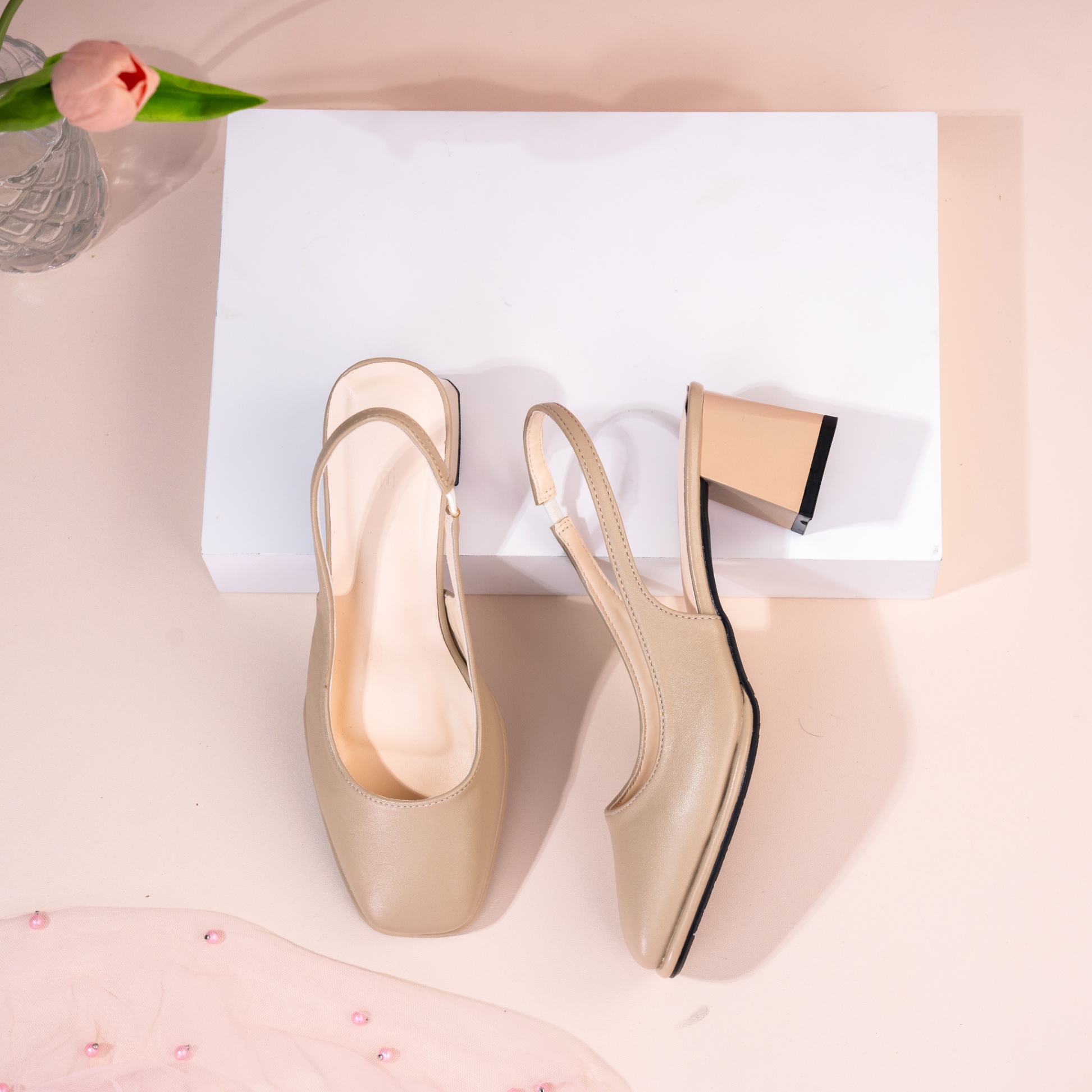 Giày Cao Gót 5cm SlingBack Hậu Phối Thun H304