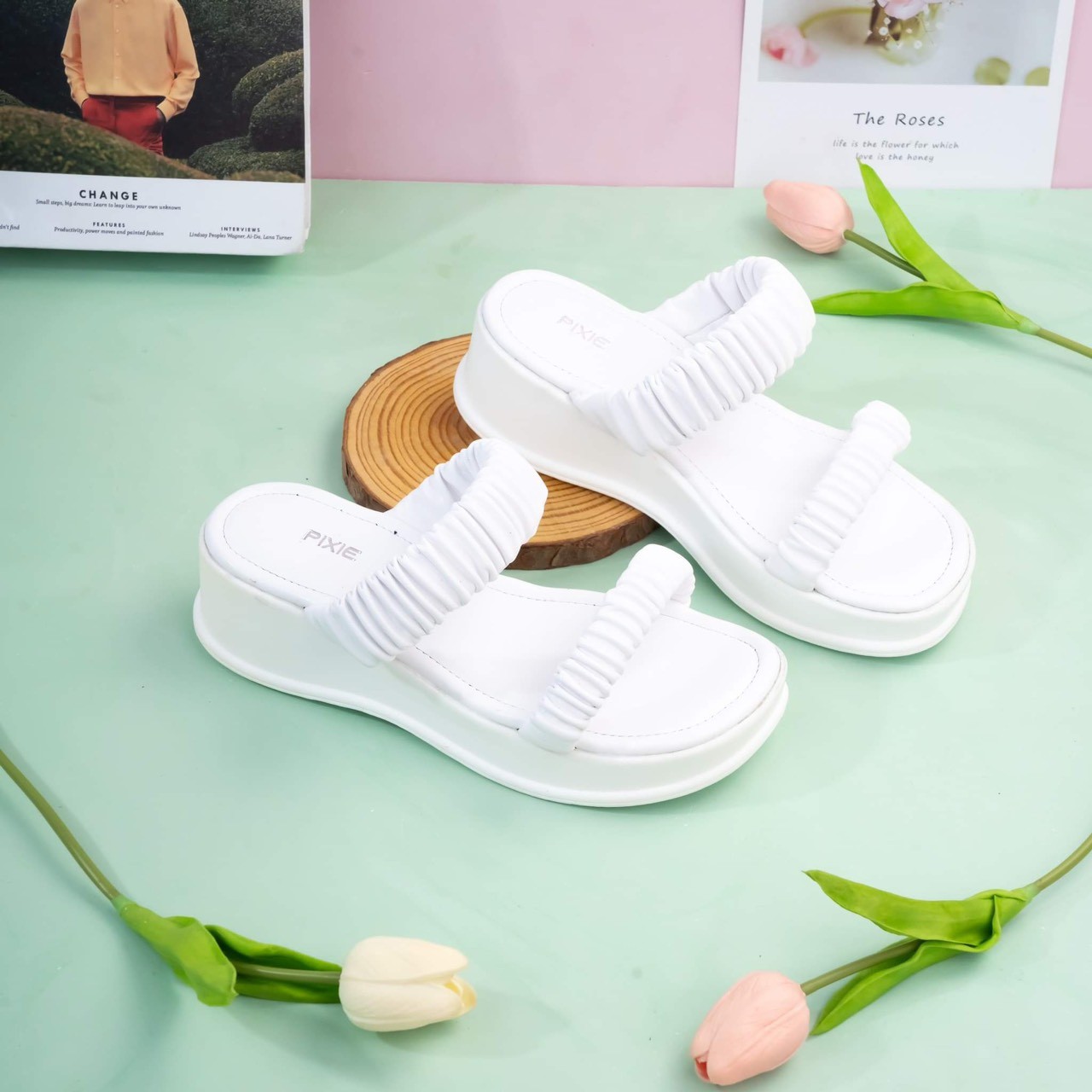 Dép Đế Xuồng 5cm Hai Quai Béo Nhún H317