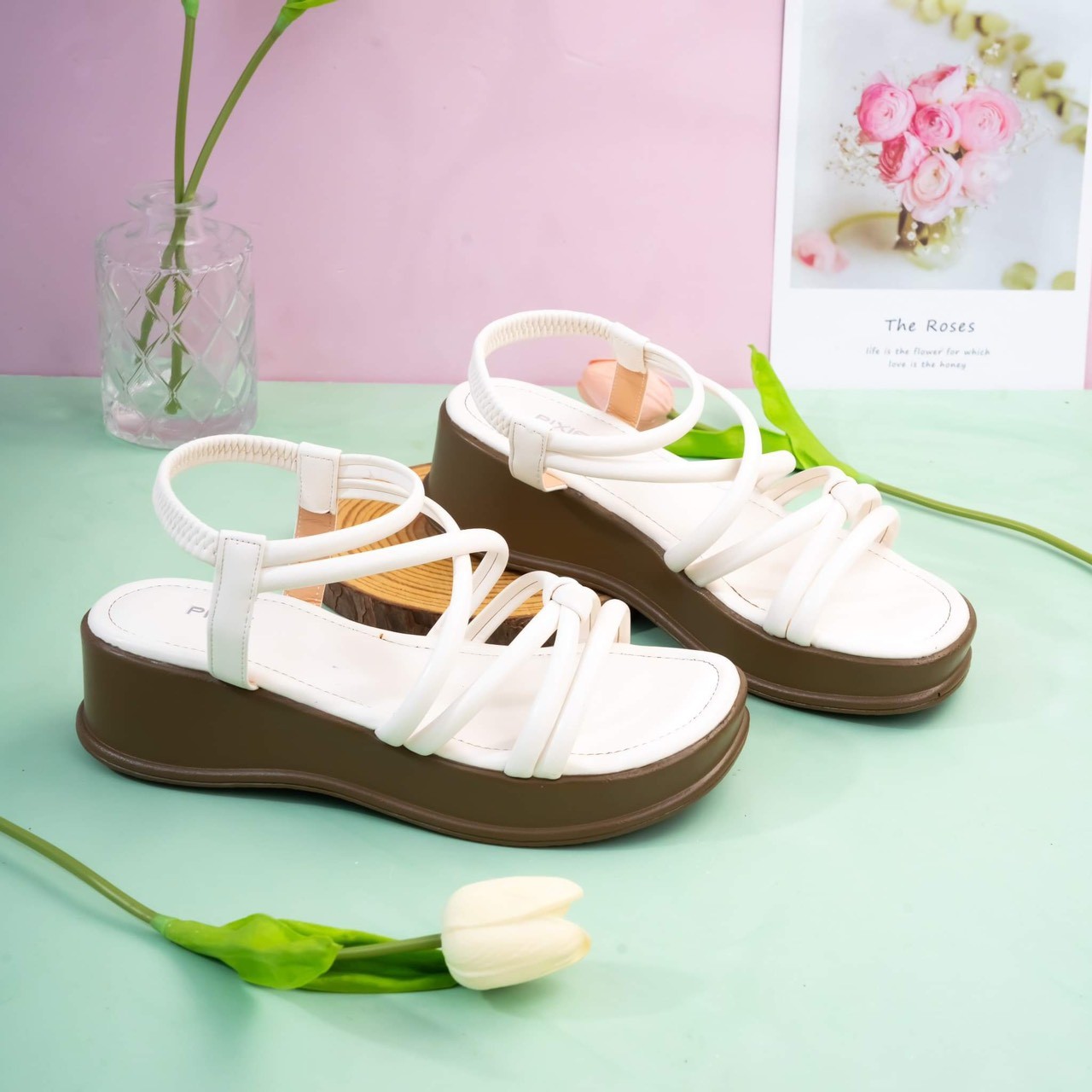 Giày Sandal Đế Xuồng 5cm Quai Chéo Hậu Thun H316