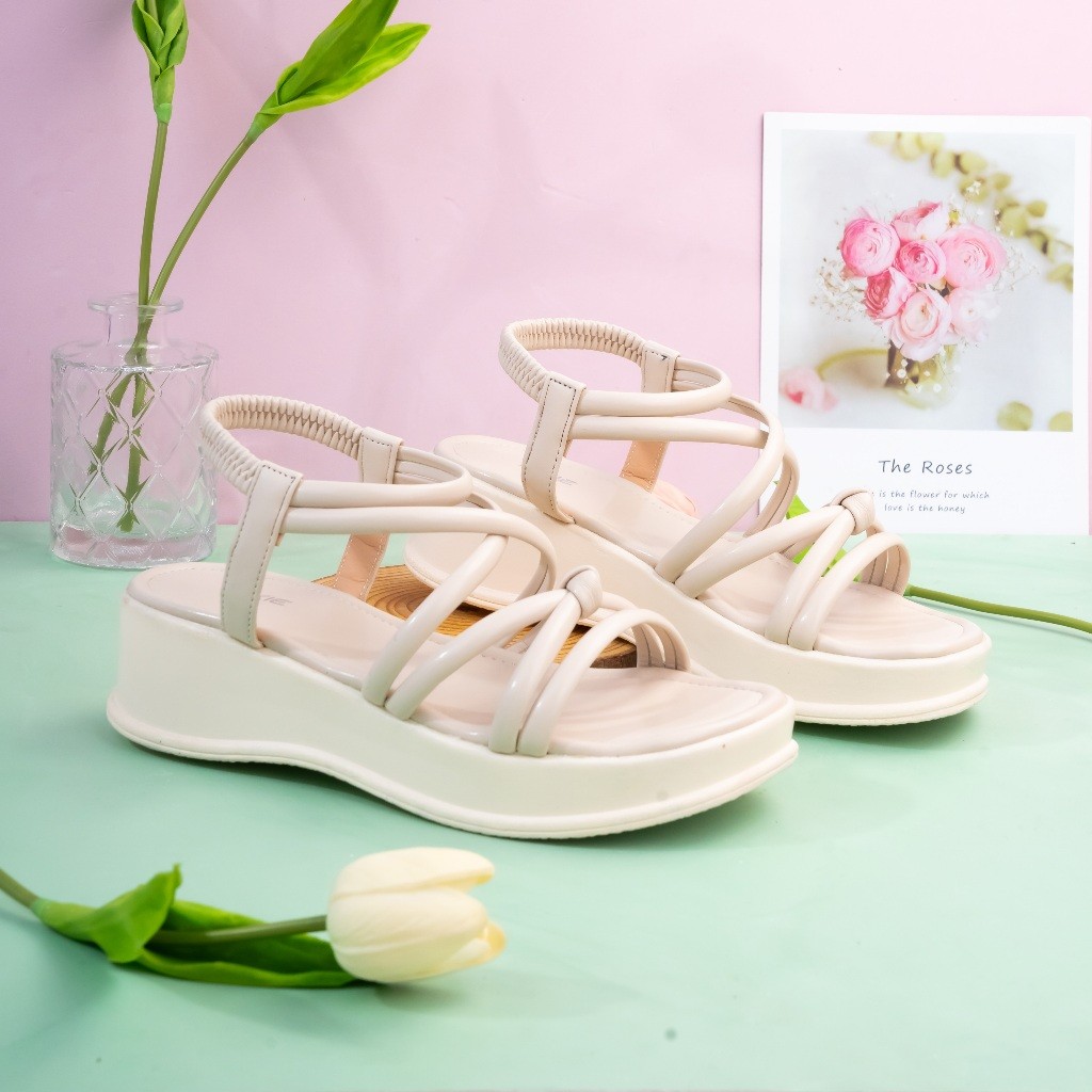 Giày Sandal Đế Xuồng 5cm Quai Chéo Hậu Thun H316