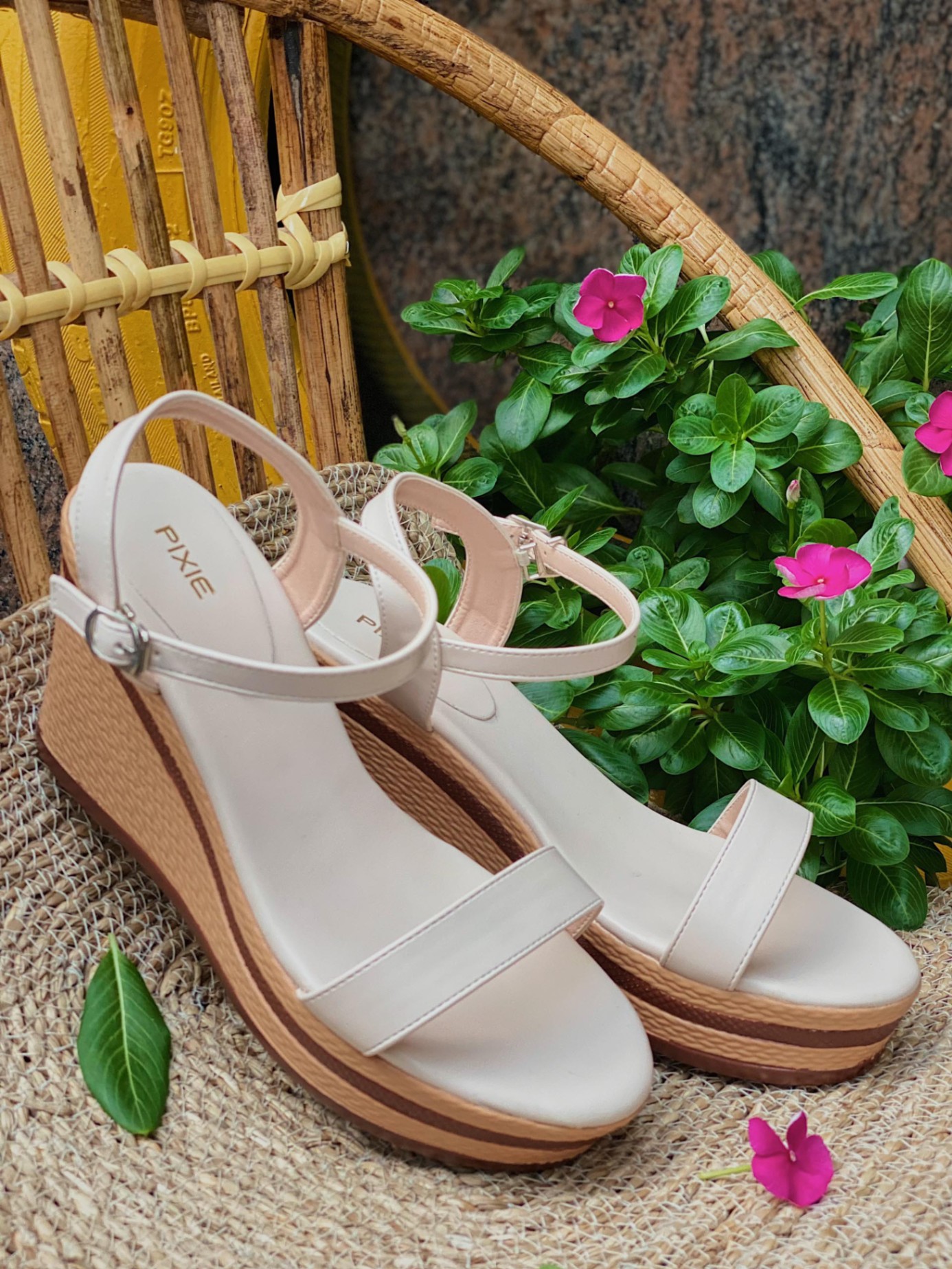 [Form nhỏ] Giày Sandal Đế Xuồng 9cm Quai Ngang H100