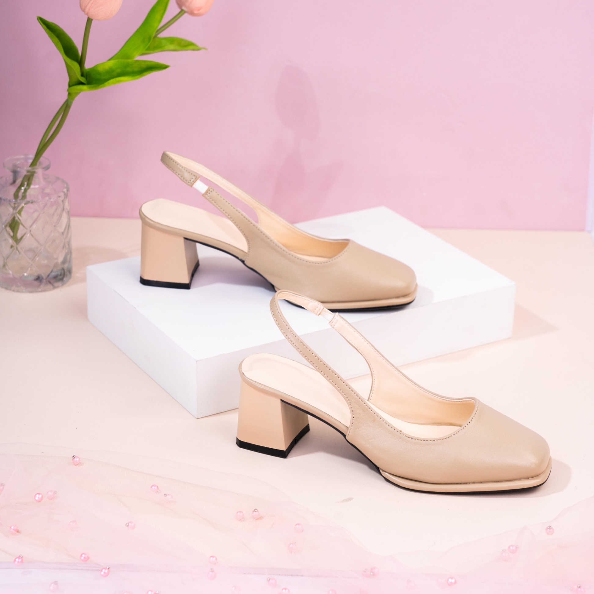 Giày Cao Gót 5cm SlingBack Hậu Phối Thun H304