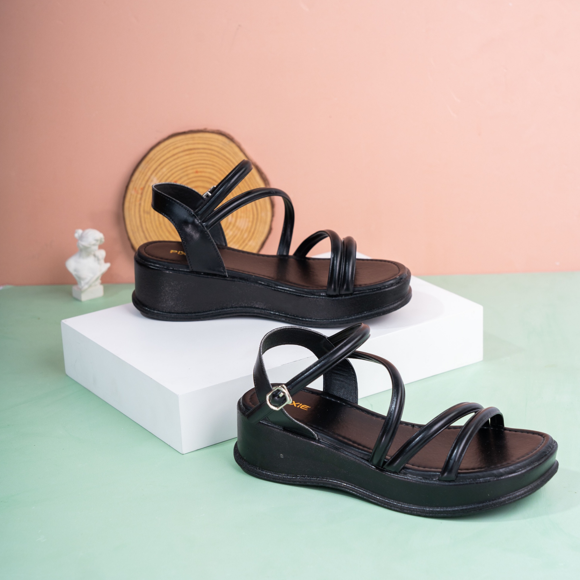 Giày Sandal Đế Xuồng 5cm Quai Mảnh H307 - Pixie