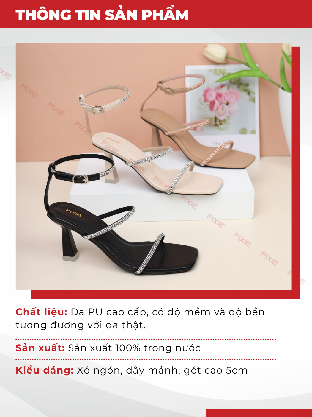 Giày Giày Sandal Cao Gót 8cm Hai Quai Đính Đá H291