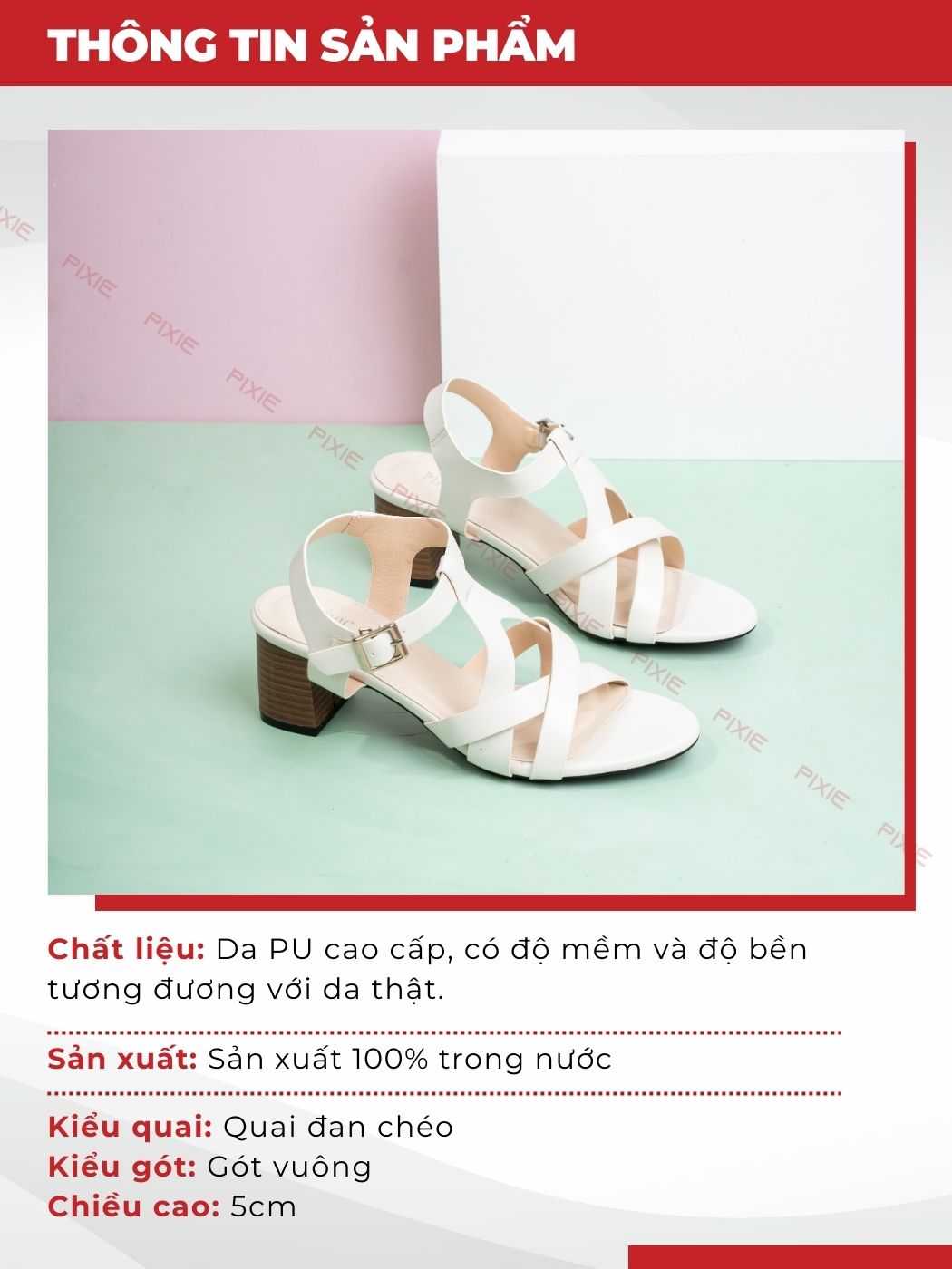 Giày Sandal Cao Gót 5cm Quai Đan Chéo H296