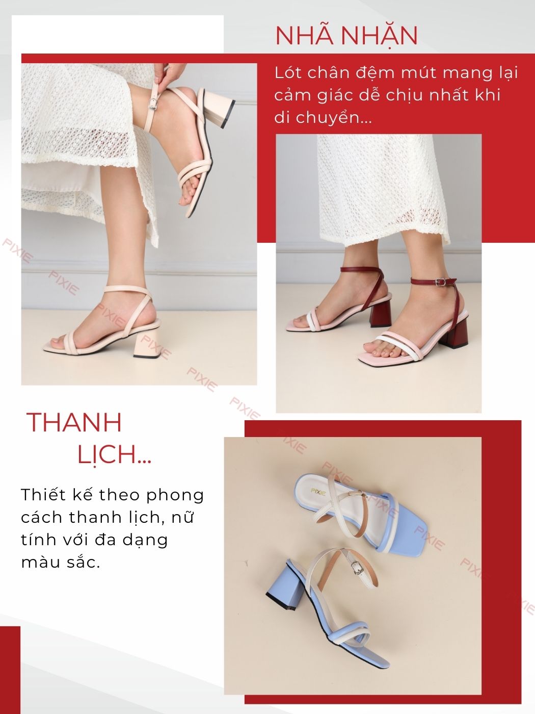 Giày Sandal Cao Gót 5cm Quai Chần Chỉ H295