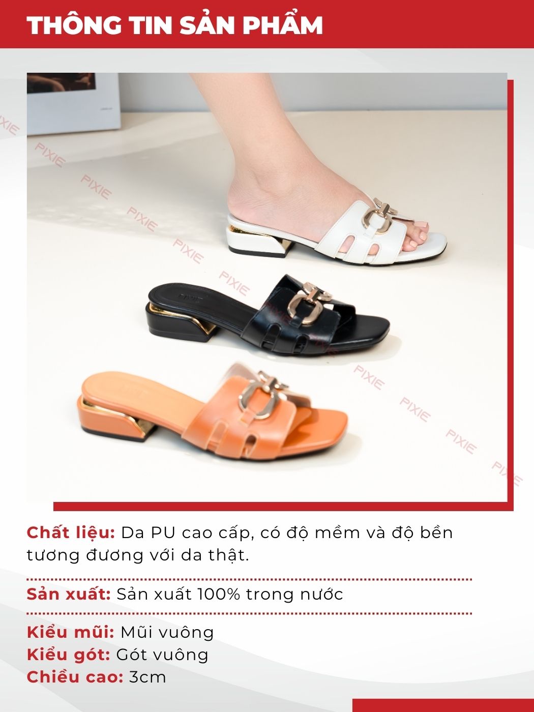 Guốc Cao Gót 3cm Quai Ngang Phối Khóa H288