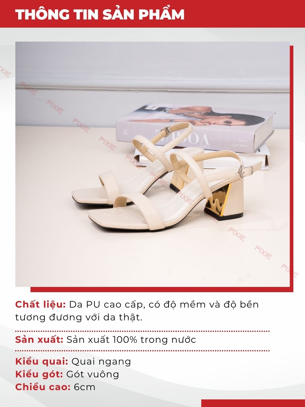 Giày Sandal Cao Gót 6cm Quai Ngang H287