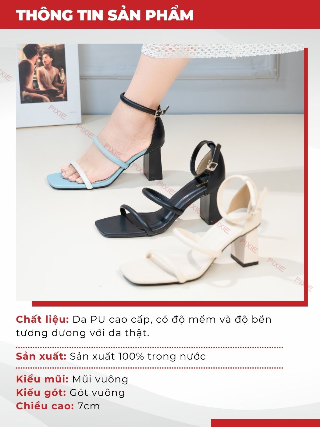 Giày Sandal Cao Gót 7cm Hai Quai Mảnh H289