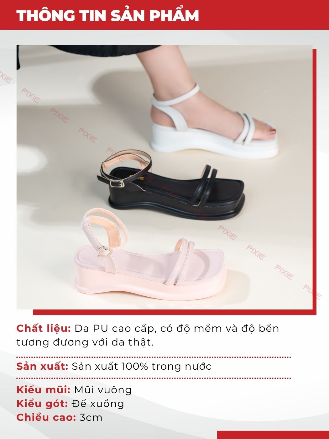 Giày Sandal Đế Xuồng 3cm Hai Quai Mảnh H286