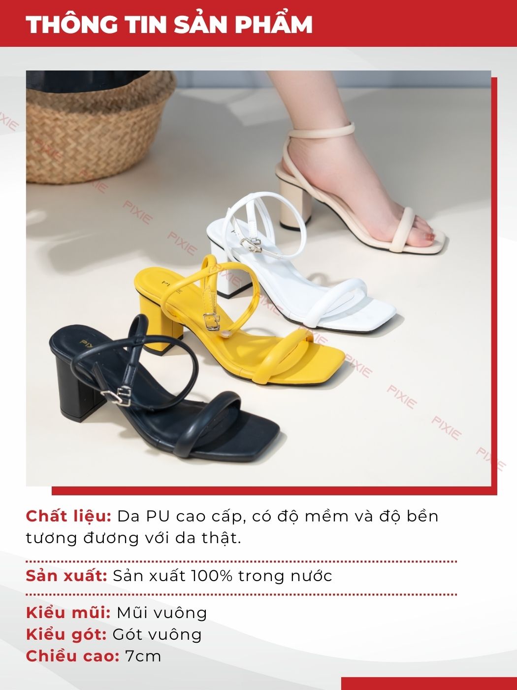 Giày Sandal Cao Gót 7cm Quai Mảnh E283