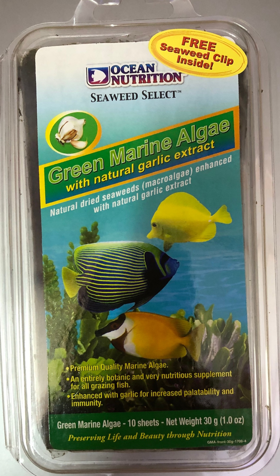 Thức ăn rong biển màu xanh Green Marine Algae Ocean Nutrition 20g (Tặng kèm kẹp rong biển)