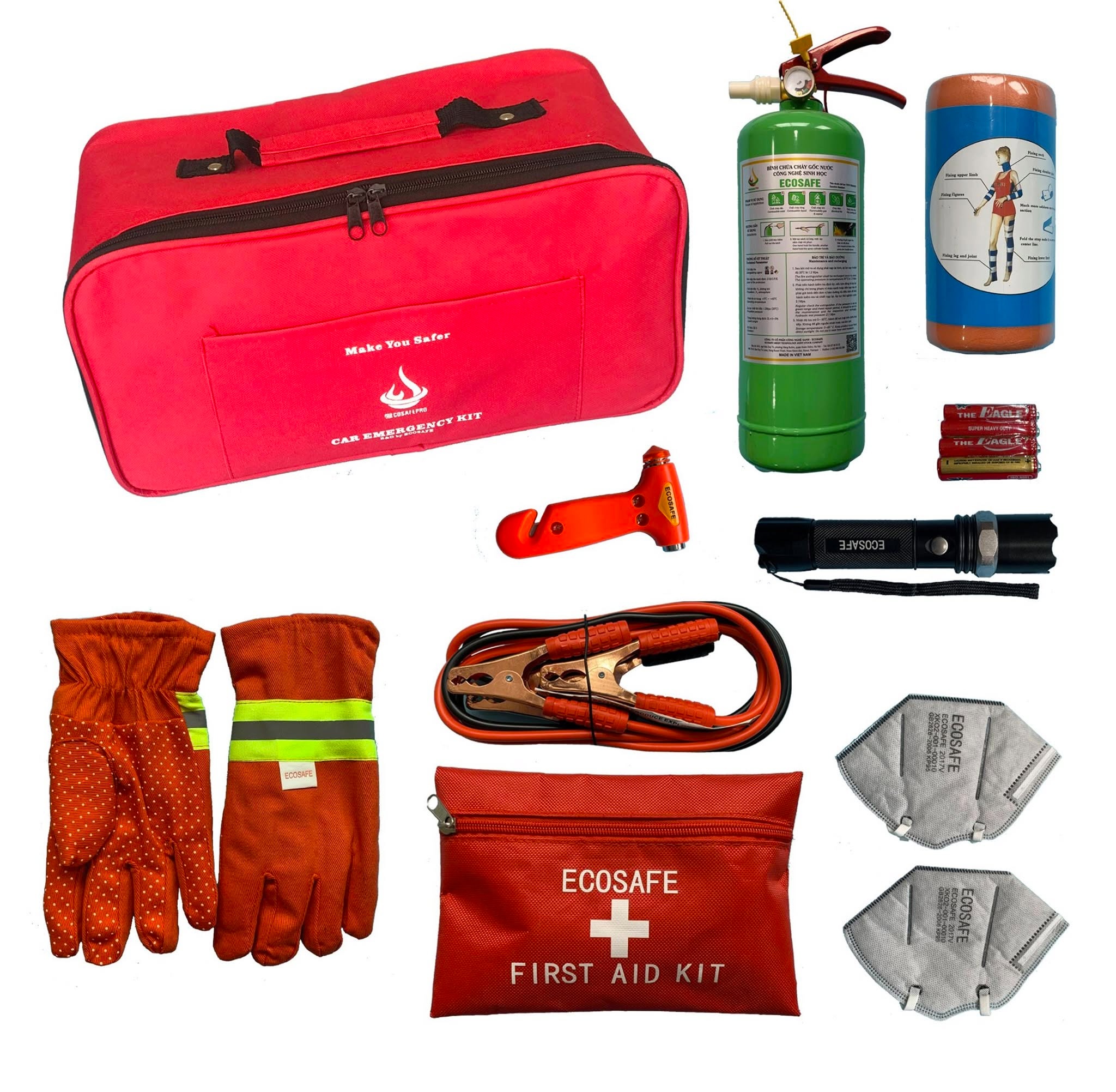 Bộ dụng cụ cứu hộ, y tế Ecosafe Pro Car Emergency Kit - bộ nhỏ dùng trong gia đình và xe du lịch
