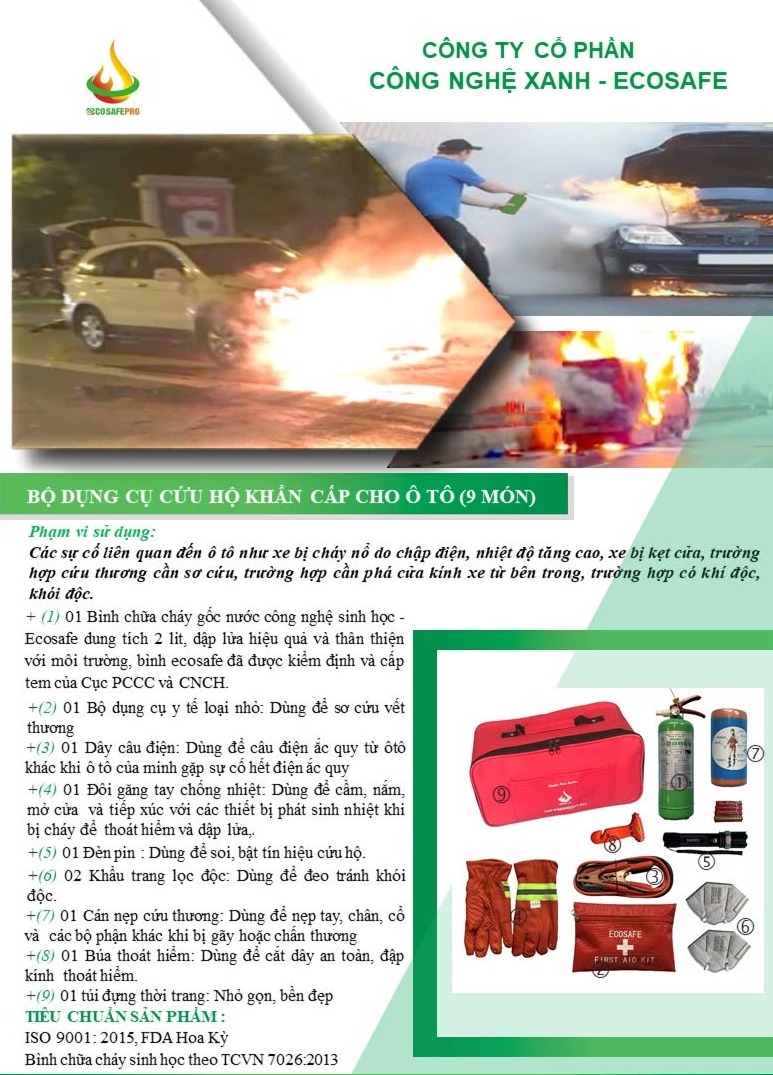 Bộ dụng cụ cứu hộ, y tế Ecosafe Pro Car Emergency Kit - bộ nhỏ dùng trong gia đình và xe du lịch