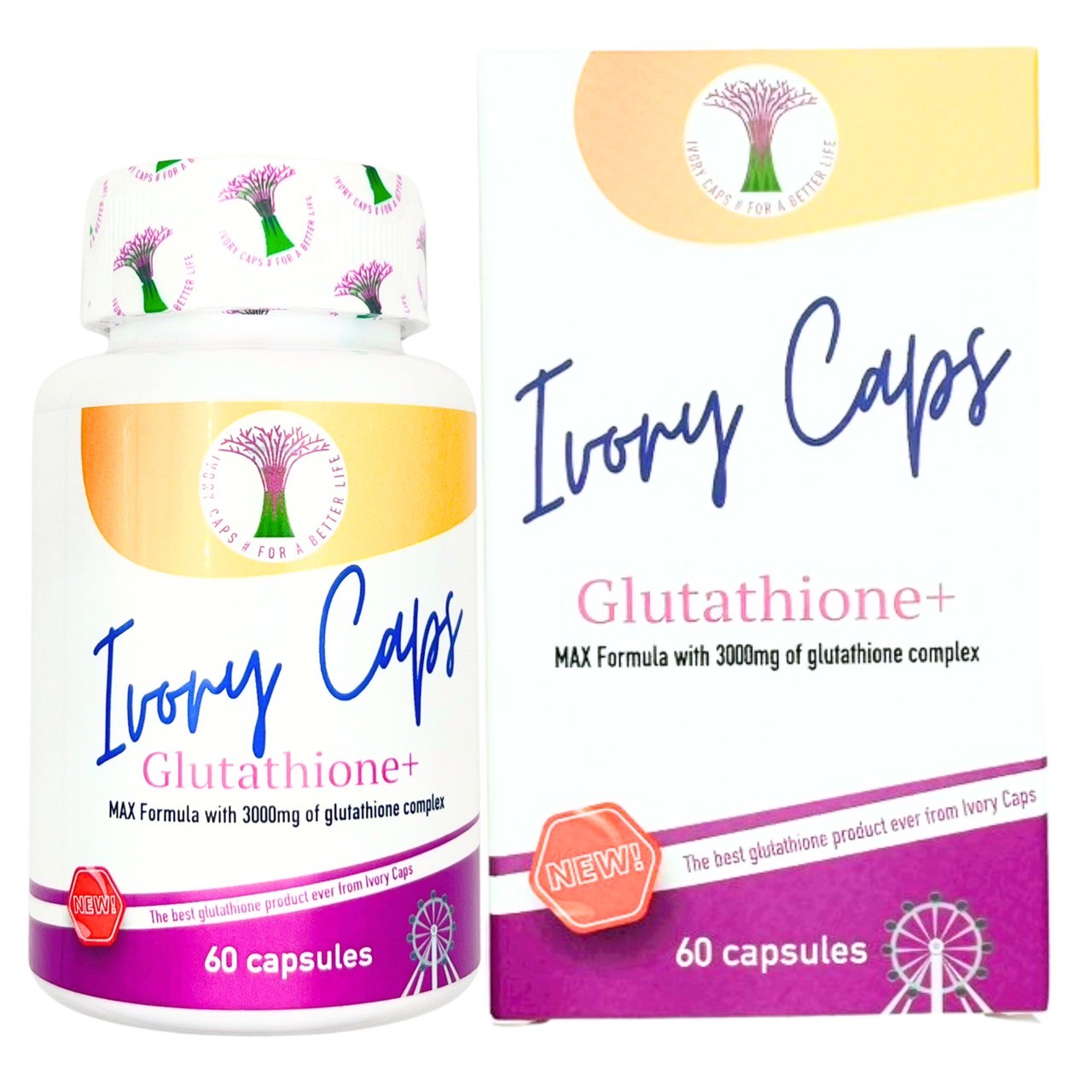 Viên uống trắng da Ivory Caps Glutathione+ 3000mg phiên bản mới 60 viên