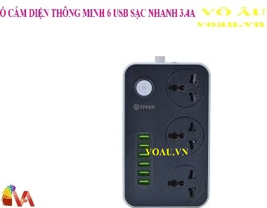 Ổ CẮM ĐIỆN THÔNG MINH 6 USB SẠC NHANH 3.4A