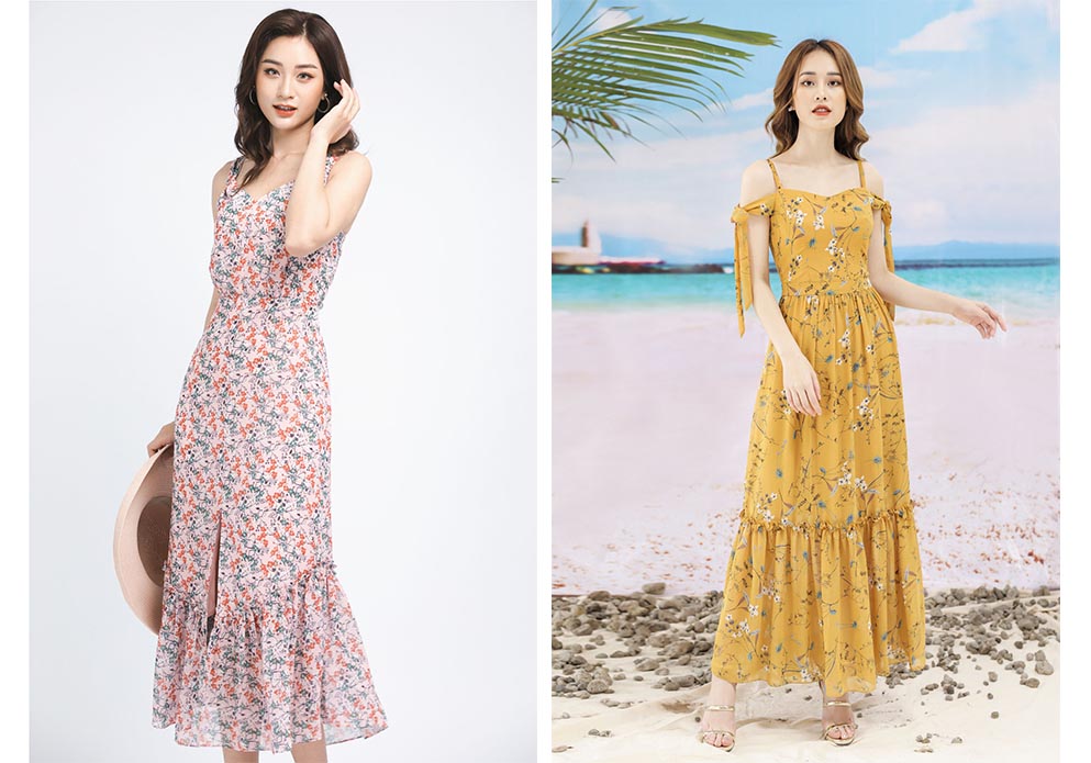 Váy maxi hoa nhí đi biển đẹp - Có sẵn - Giá chỉ 320k