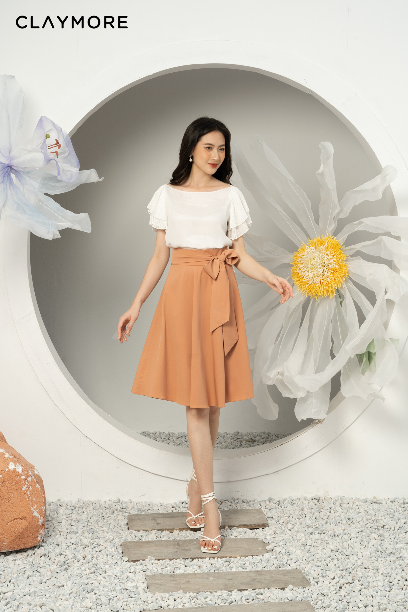 Đầm Xòe Voan Hạt Thiết Kế Cao Cấp D032 - Cam Fashion & Design
