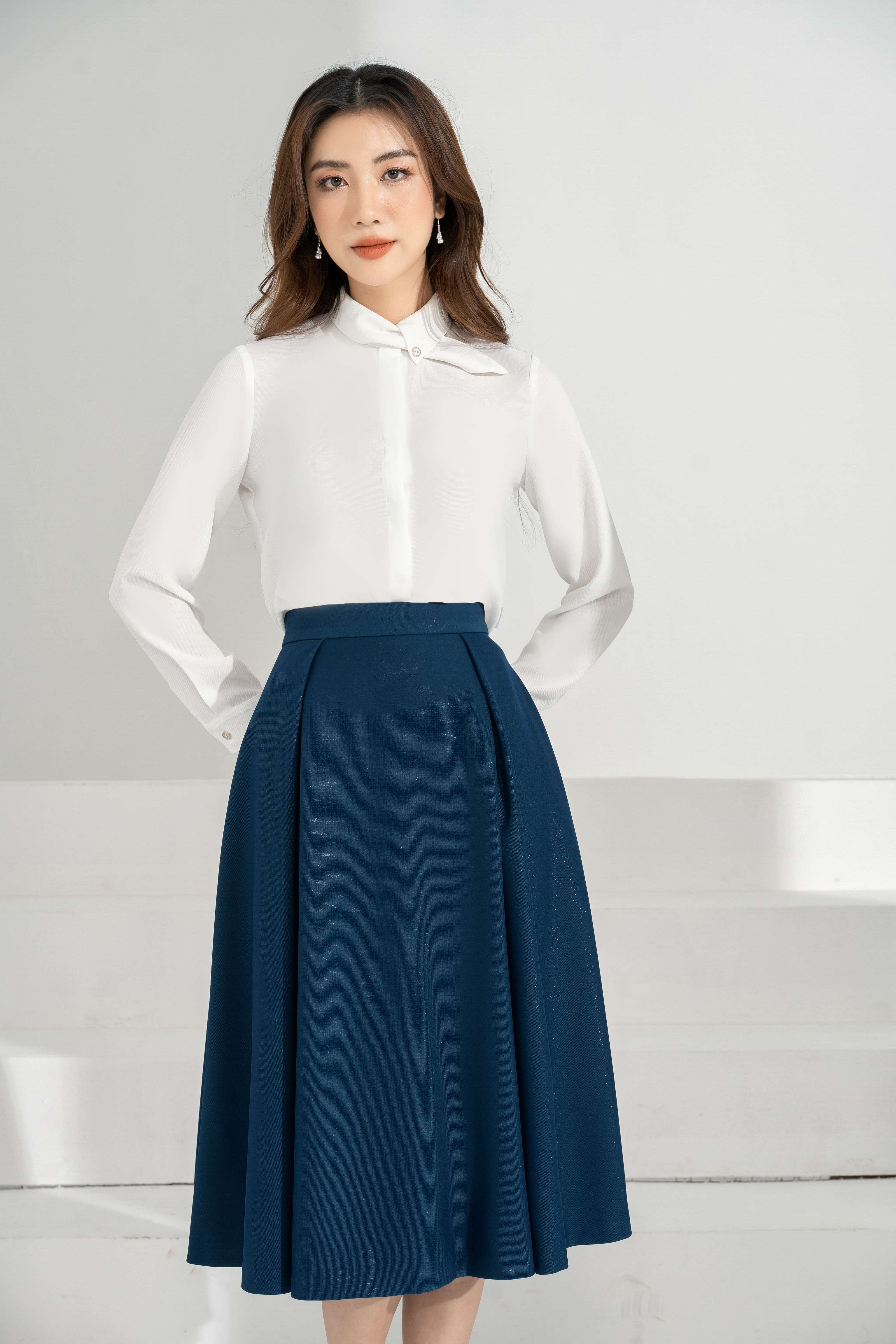 Đầm vải sọc dọc xanh trắng váy xanh đen size lớn | Quần áo size lớn | Quần  áo ngoại cỡ | Shop size lớn