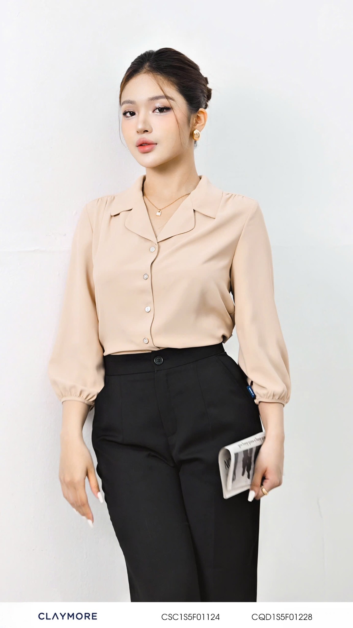 Sơ mi suông cổ 2 ve