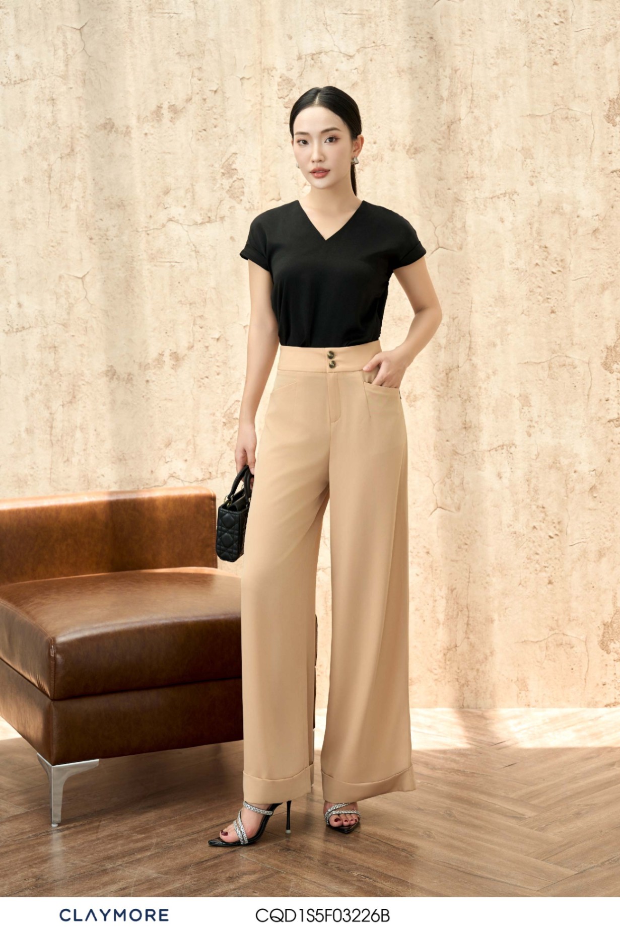 Quần ống rộng lơ vê