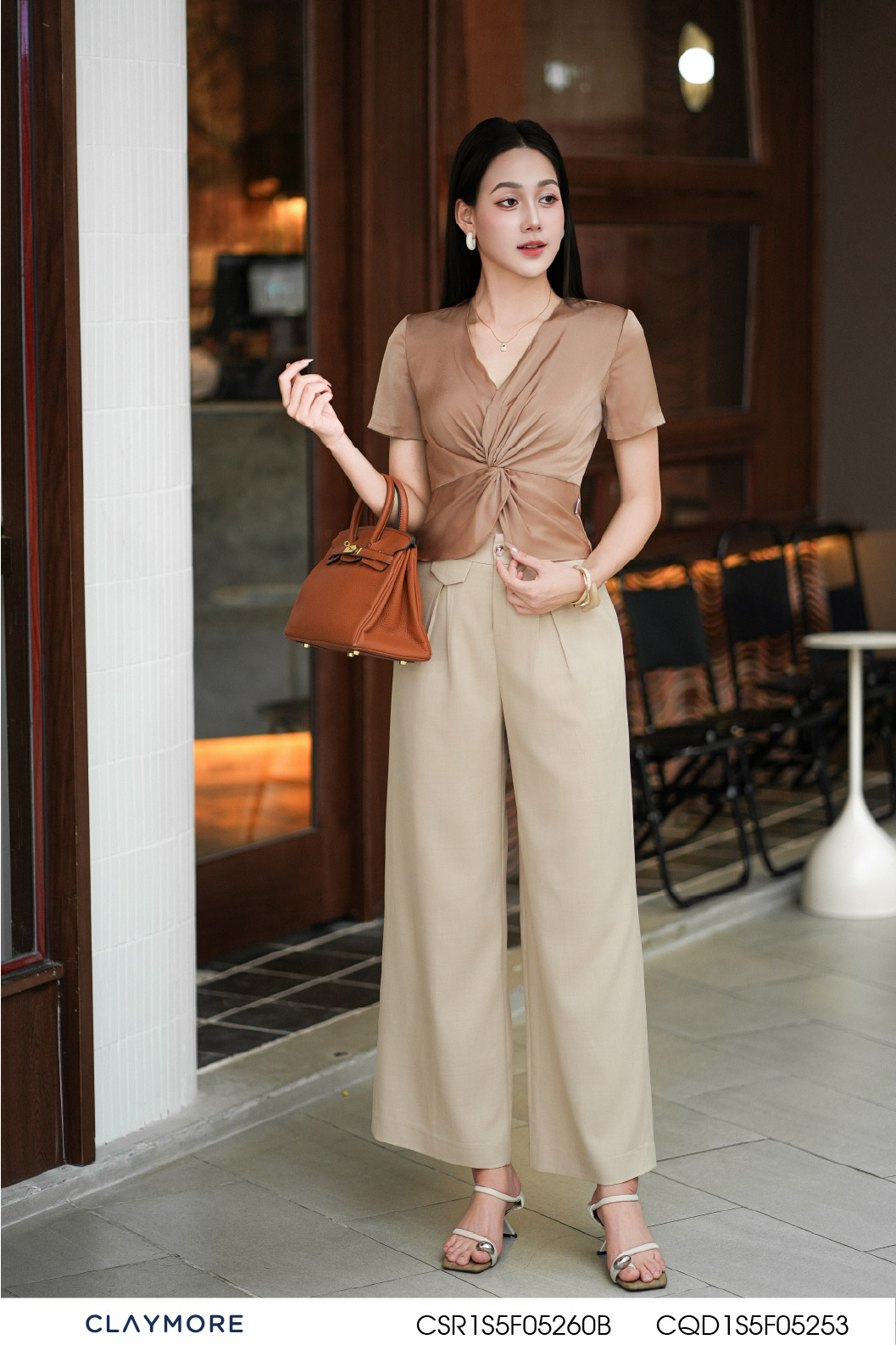 Áo lụa xoắn eo