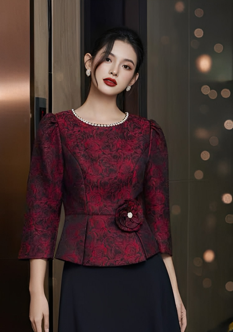 Áo peplum cổ tròn tay lỡ