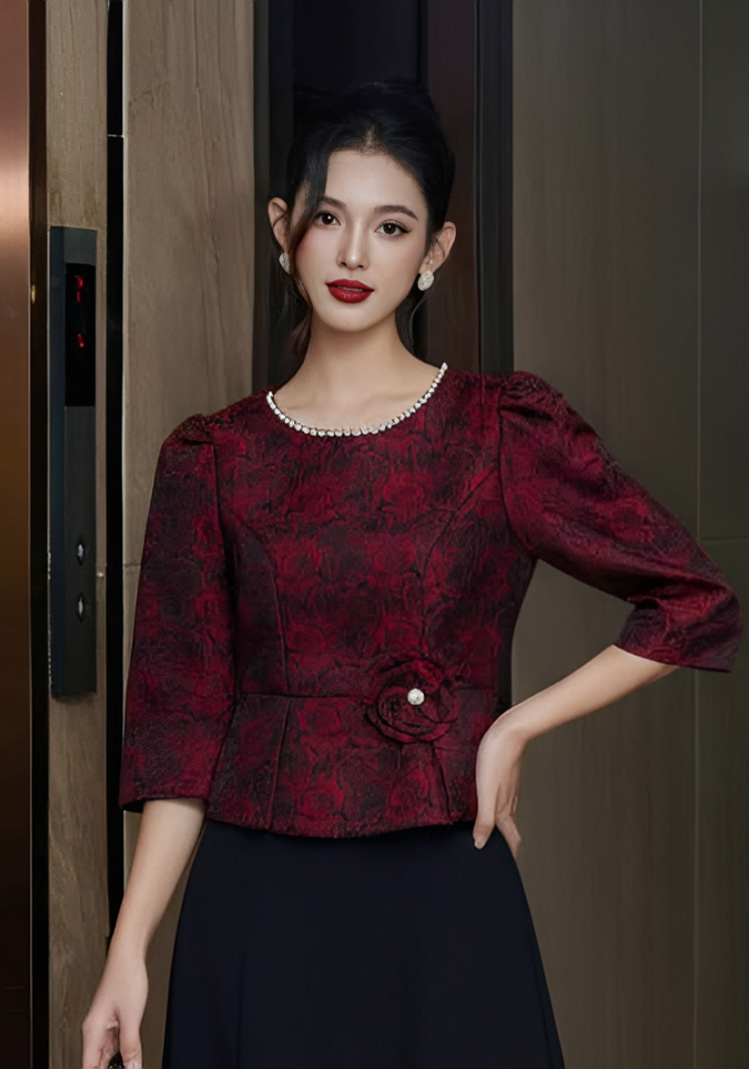 Áo peplum cổ tròn tay lỡ