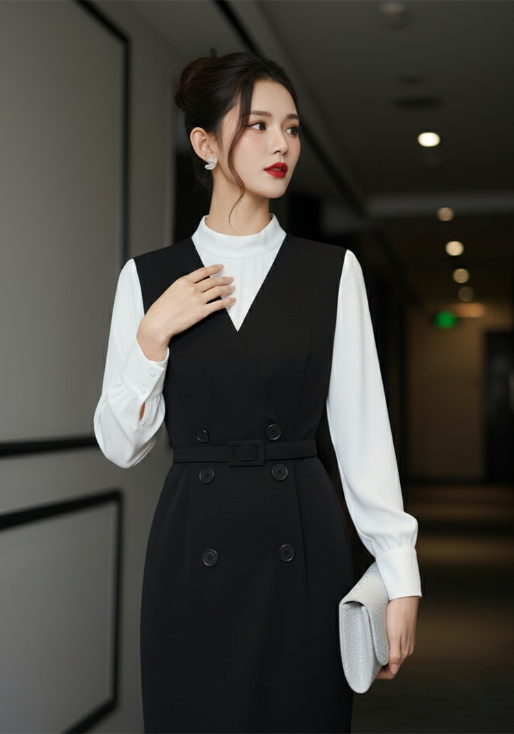Đầm cổ V sát nách