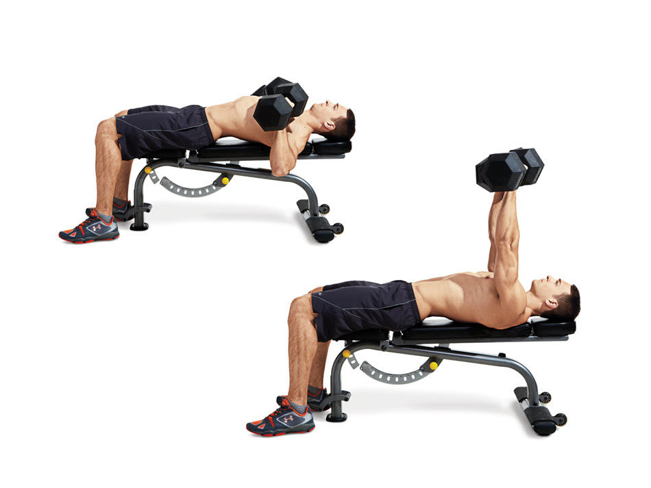 Đẩy ngực ngang với tạ đơn - Regular dumbbell chest press