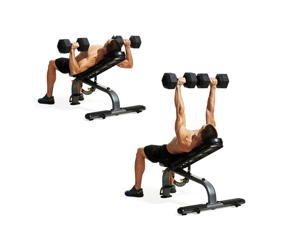 Đẩy ngực ghế dốc với tạ đơn - Incline dumbbell chest press