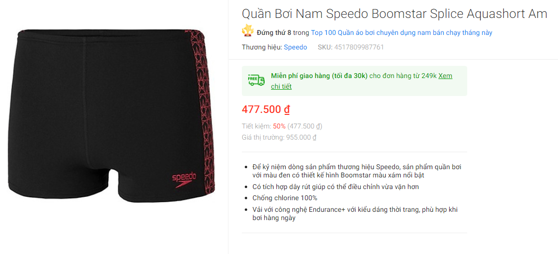 Quần Bơi Nam Speedo Boomstar Splice Aquashort Am