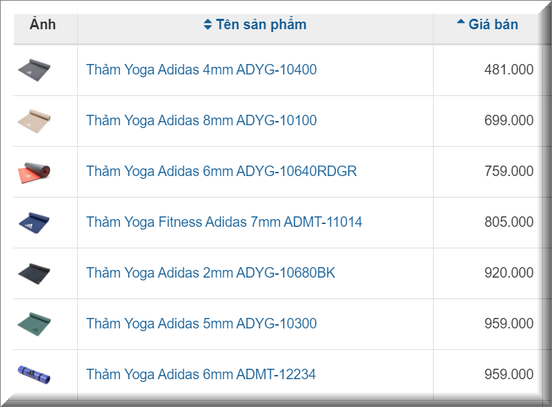 7 Thảm tập yoga Adidas giá rẻ