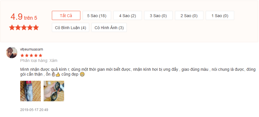 Đánh giá sản phẩm Kính bơi View V500s tại sàn Shopee
