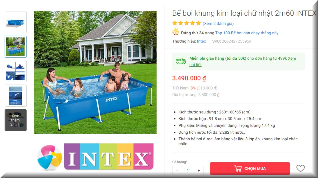 Hồ bơi bể bơi Intex