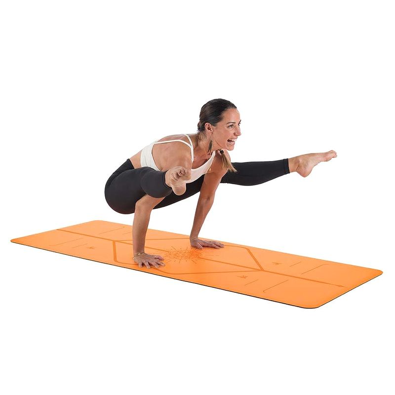 Thảm tập yoga định tuyến cao su tự nhiên Liforme Happiness Mat 4.2mm - Vibrant Orange