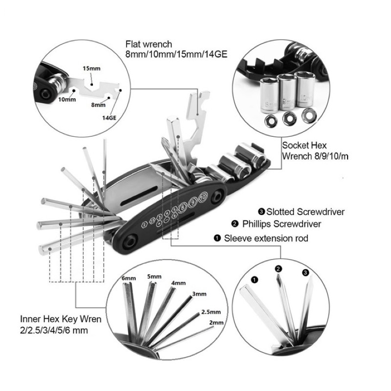 Dụng Cụ Sửa Chữa Đa Năng Cầm Tay Goinglink 13 in1 Chuyên Dụng Cho Xe Đạp