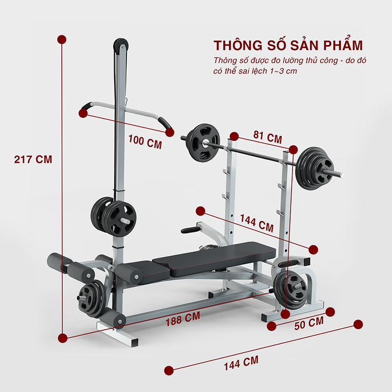 Giàn ghế tập tạ đa năng điều chỉnh độ dốc Gymlink New Pro GY-1212