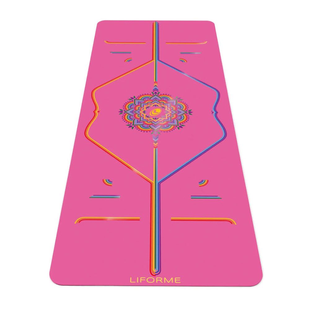 Thảm yoga định tuyến cao su tự nhiên Liforme Grateful Rainbow 4.2mm - Grateful Pink