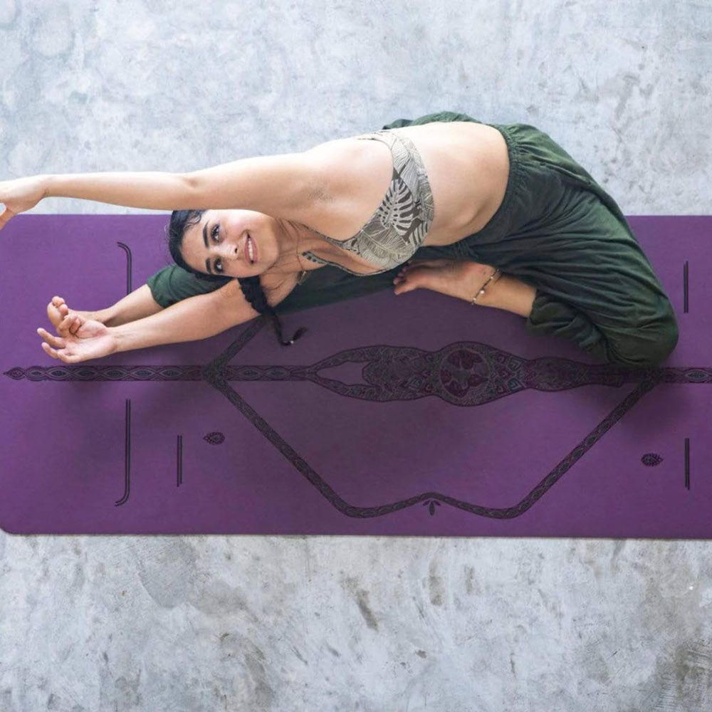 Thảm yoga định tuyến cao su tự nhiên Liforme Mother Earth 4.2mm - Purple Earth