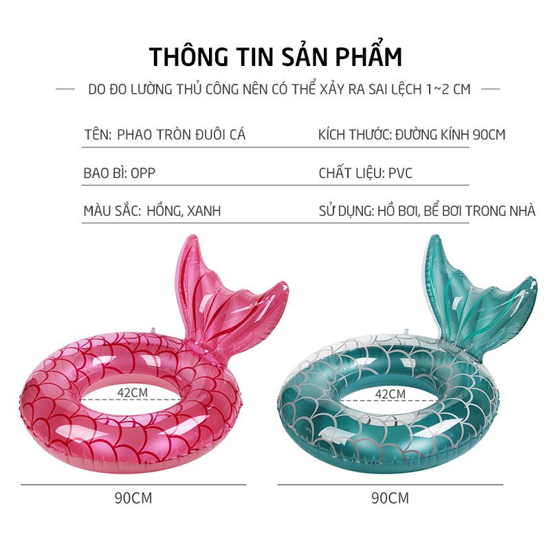 Phao bơi tròn đuôi cá PVC 80cm SW90