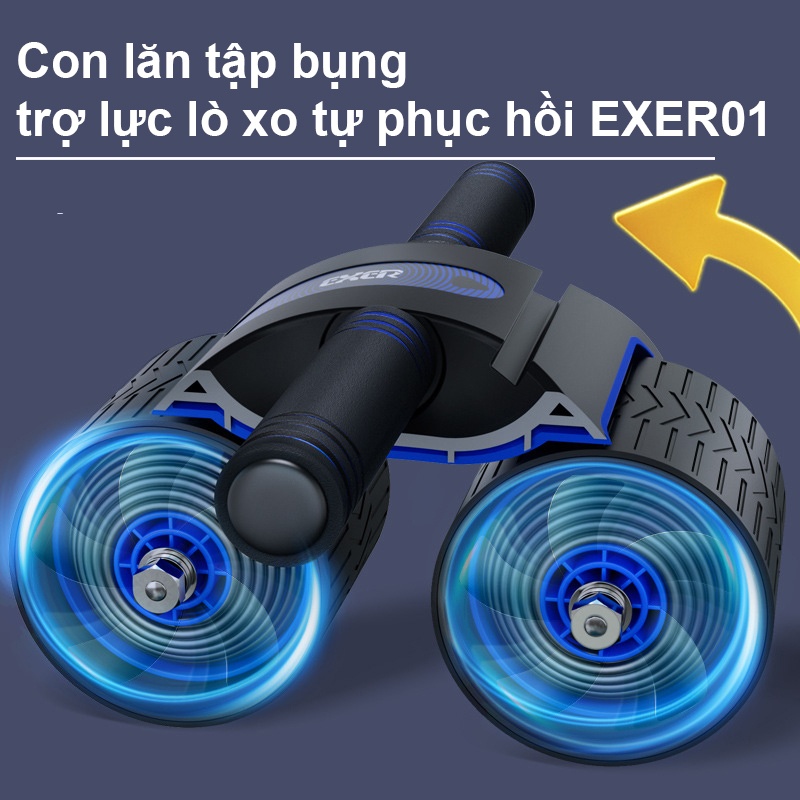 Con lăn tập bụng bánh xe hình vòm trợ lực lò xo tự phục hồi EXER01