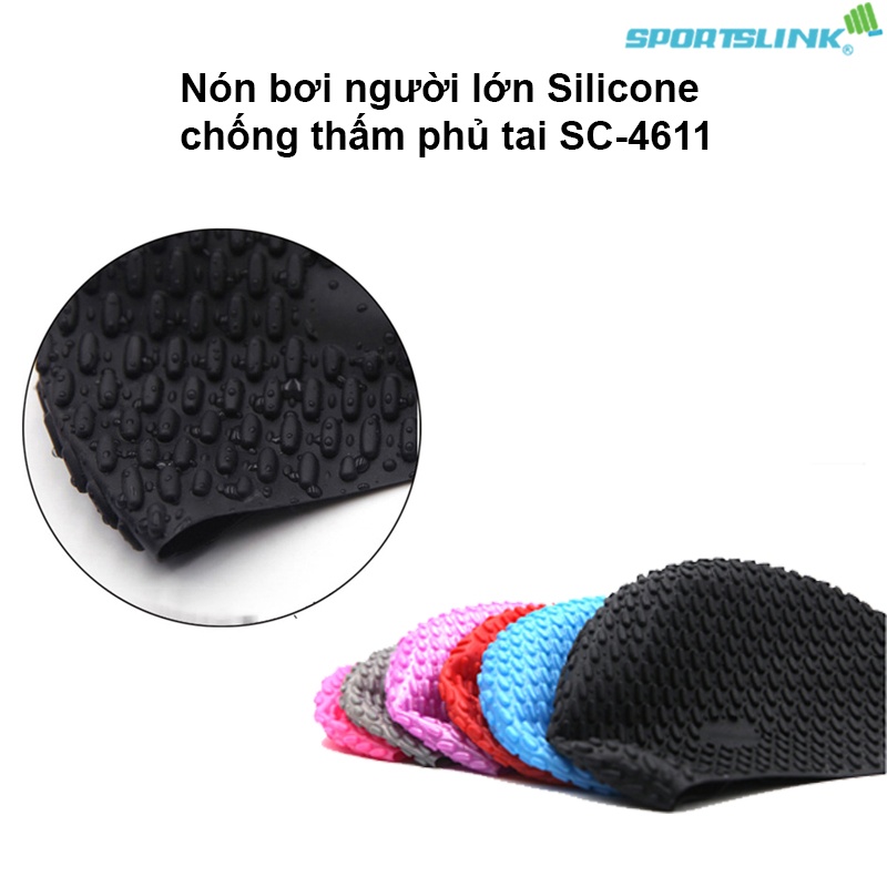 Nón bơi người lớn Silicone chống thấm phủ tai SC-4611