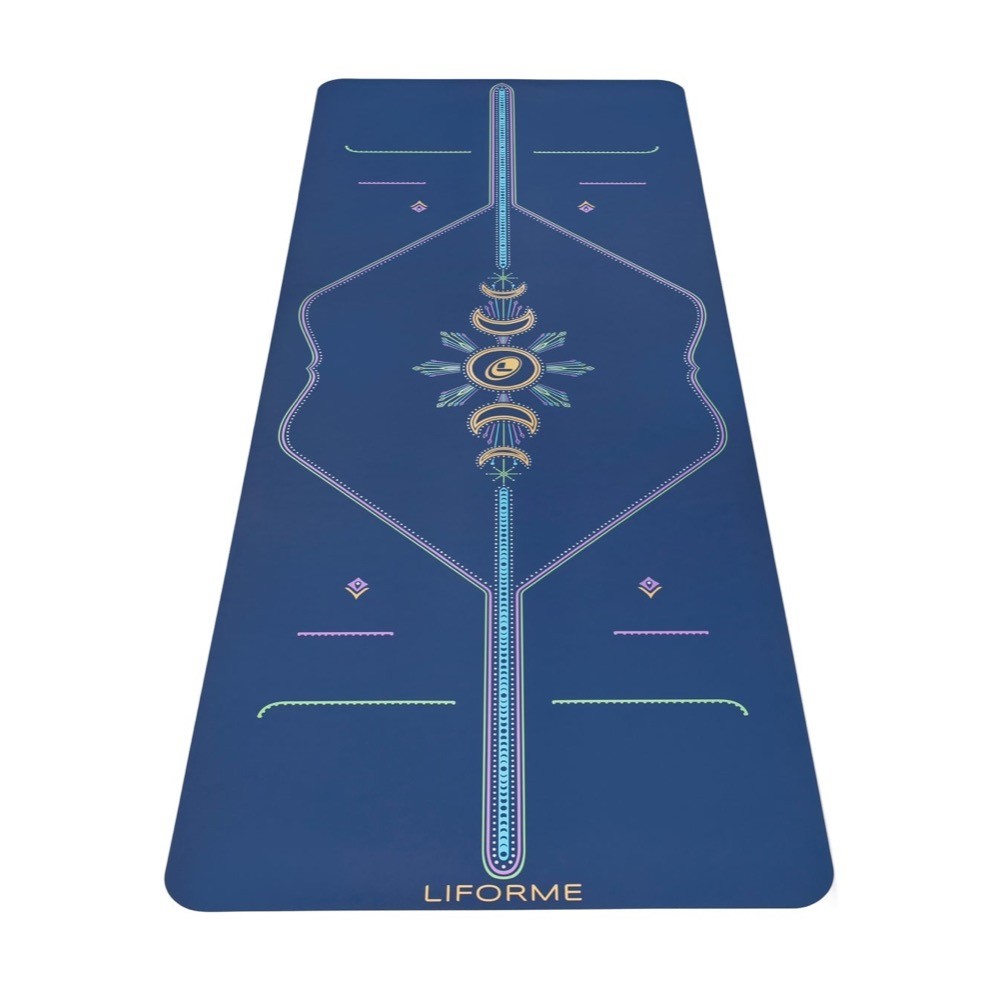 Thảm yoga định tuyến cao su tự nhiên Liforme Cosmic Moon 4.2mm - Dusk-Blue